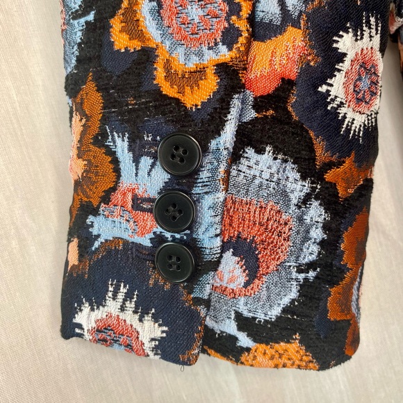Theory Multicolor Floral Jacquard Riding Jacket US Sz. 12 - Picture 6 of 13